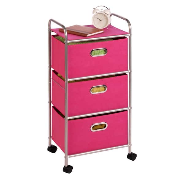 Honey-Can-Do 3-Drawer Storage Cart in Pink