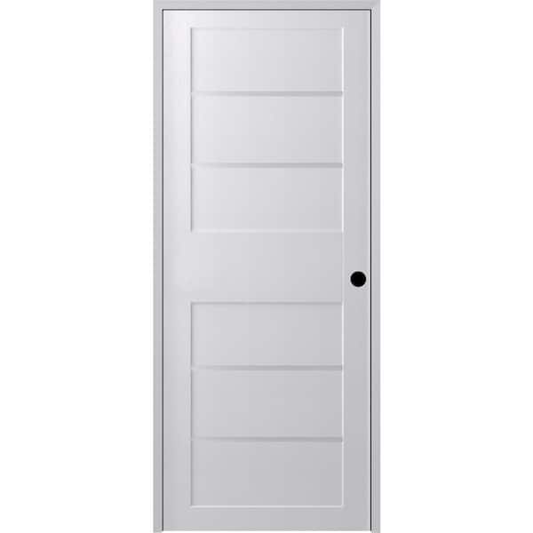 Belldinni Liah 24 in. x 80 in. Left-Hand 4-Lite Frosted Glass Solid Core Bianco Noble Composite Single Prehung Interior Door