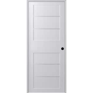 Liah 18 in. x 80 in. Left-Hand 4-Lite Frosted Glass Solid Core Bianco Noble Composite Single Prehung Interior Door