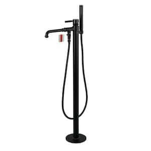 Kaiser Single-Handle Freestanding Roman Tub Faucet with Hand Shower in Matte Black
