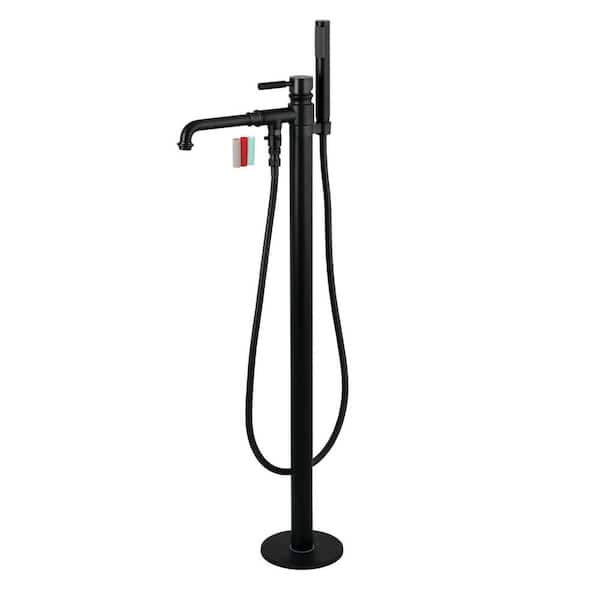 Kingston Brass Kaiser Single-Handle Freestanding Roman Tub Faucet with Hand Shower in Matte Black
