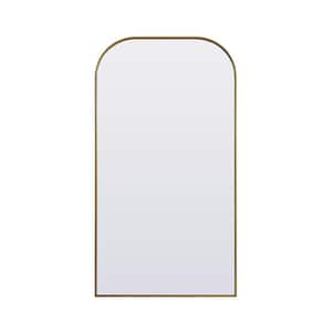 Simply Living 35 in. W x 66 in. H Arch Metal Framed Brass Full Length Mirror