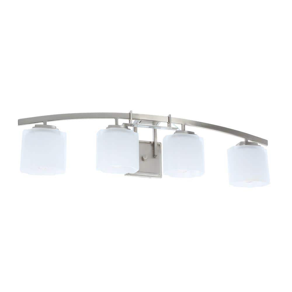 UPC 718212150429 product image for Architecture 4-Light 32.75 in. Brushed Nickel Transitional Bathroom Vanity Light | upcitemdb.com