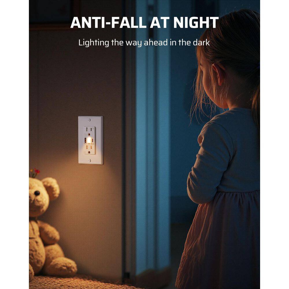USB Outlet with LED Night Light, Tamper-Resistant USB Wall Outlets with USB-A and USB-C Ports, Wall Plate price history on PriceWatchPro