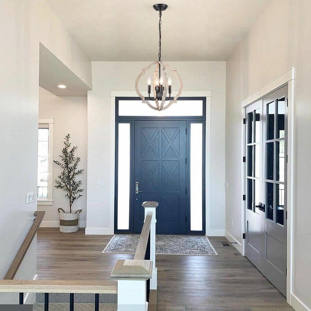 4-Light 16.33 in. Black Farmhouse Chandeliers Adjustable Rustic Cottage Candle Cage Pendant for Bedroom Enryway price history on PriceWatchPro