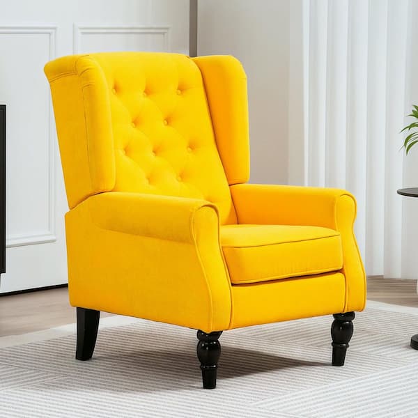 HOMCOM Button-Tufted Accent Chair with High Wingback, Rounded Cushioned Armrests and Thick Padded Seat, Yellow