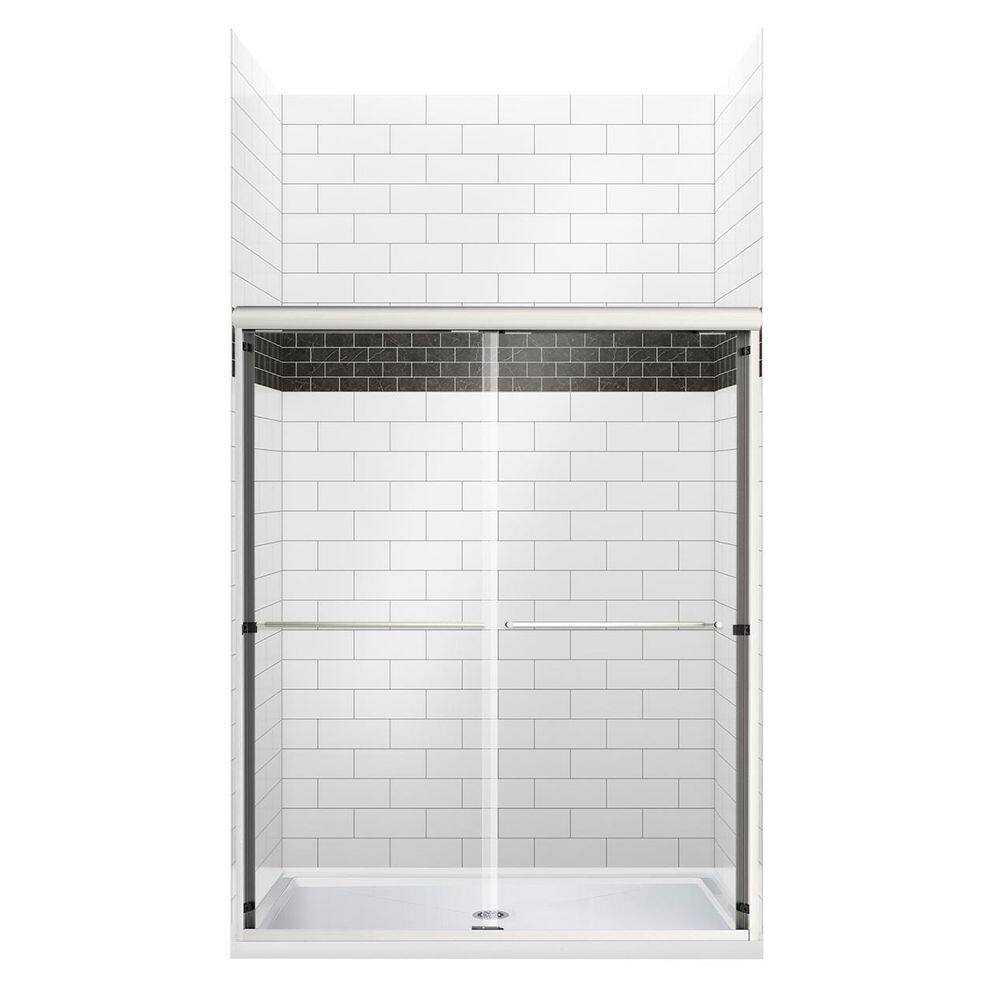 Jetcoat Flex 48 in. L x 34 in. W x 96 in. H Alcove Shower Stall/Kit in White with Accent in Brushed Nickel Shower Door price history on PriceWatchPro