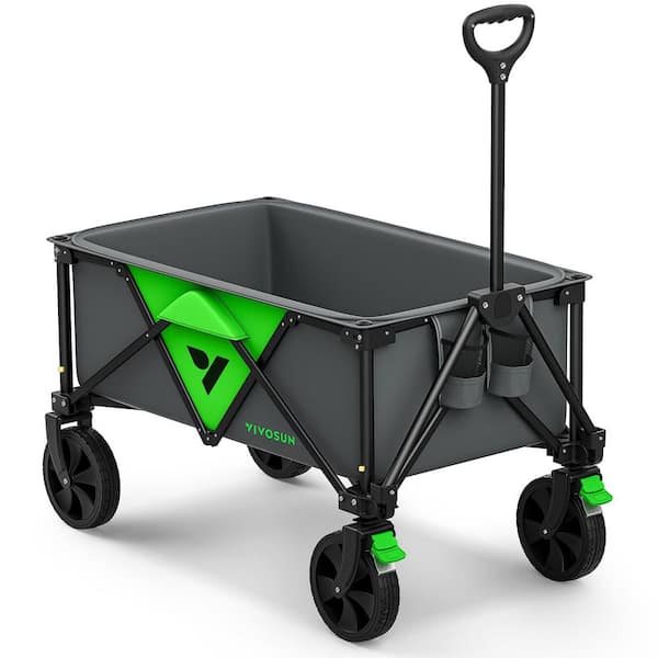 4.24 cu. ft. 220 lb. Load-Bearing Collapsible Fabric Garden Cart with Universal Wheels and Adjustable Handle