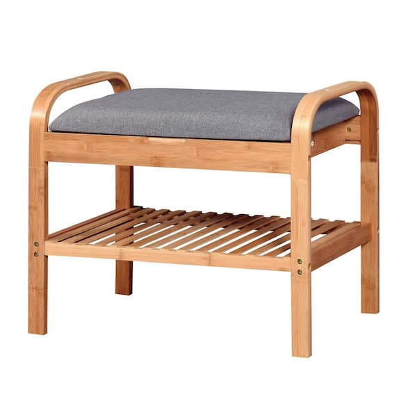 aisword 23.6 in. Living Room 2-tier Shelves Bench Entryway Storage Shoe Rack with Flip Storage Compartment