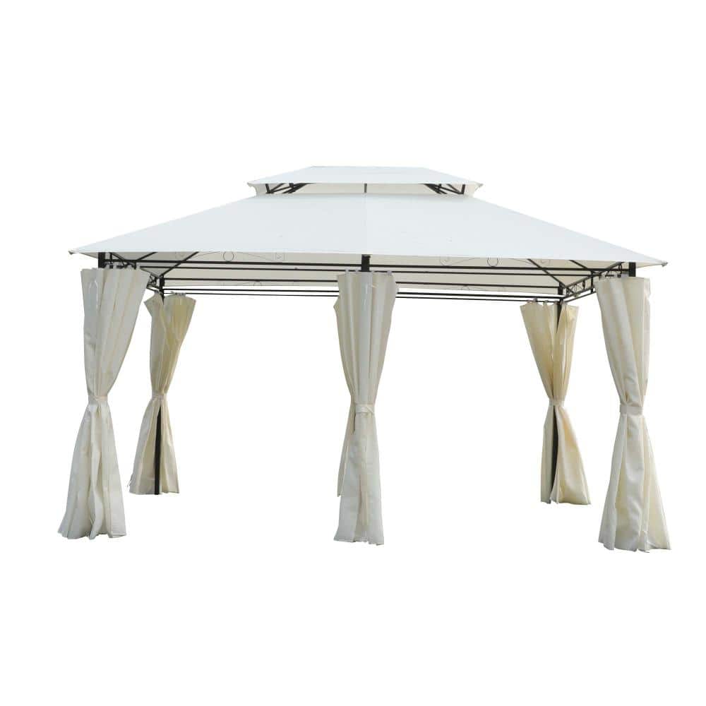 13 ft. x 10 ft. Beige Metal Patio Gazebo Canopy Tent with Ventilated Double Roof and Sidewalls price history on PriceWatchPro