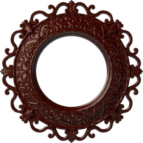 Ekena Millwork 1-1/8" x 13-1/4" x 13-1/4" Polyurethane Orrington Ceiling Medallion, Brushed Mahogany