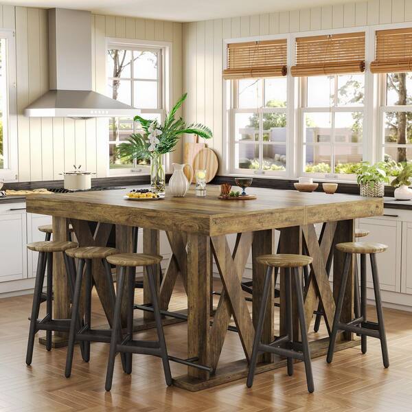 BYBLIGHT Kearsten 39 H Rustic Brown Rectangle Counter Height