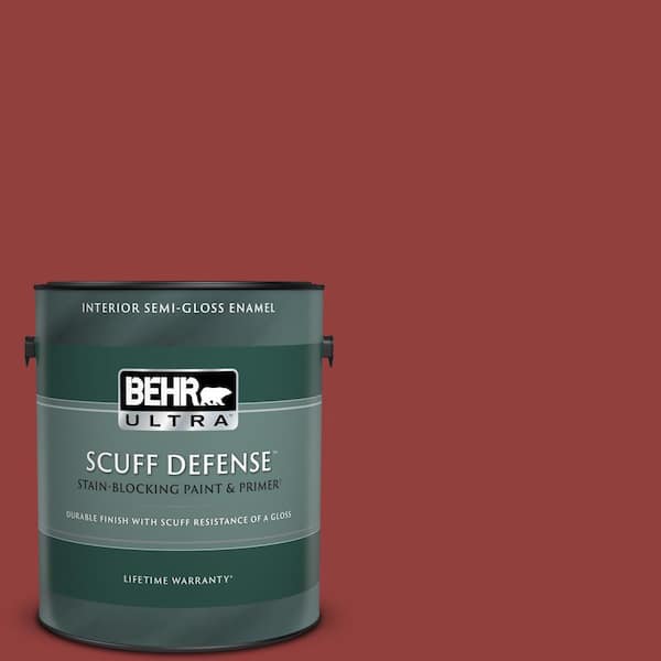BEHR ULTRA 1 gal. #BIC-49 Red Red Red Extra Durable Semi-Gloss Enamel Interior Paint & Primer