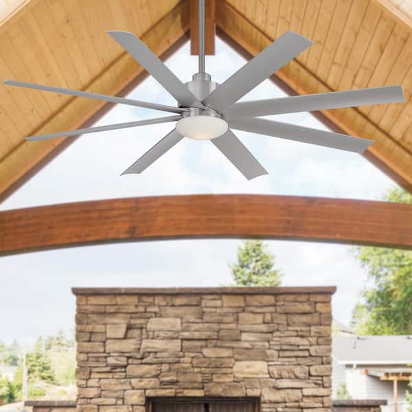 Slipstream 65 in. Integrated LED Indoor/Outdoor Brushed Nickel Wet Ceiling Fan with Light with Remote Control