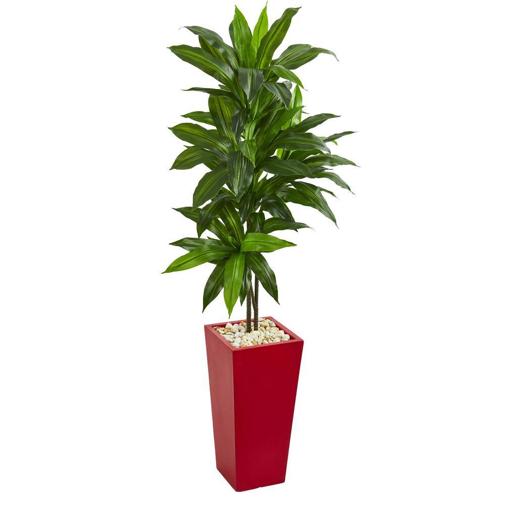 Reviews For Nearly Natural Real Touch 5 Ft Indoor Dracaena Artificial Plant In Red Planter 6435 The Home Depot