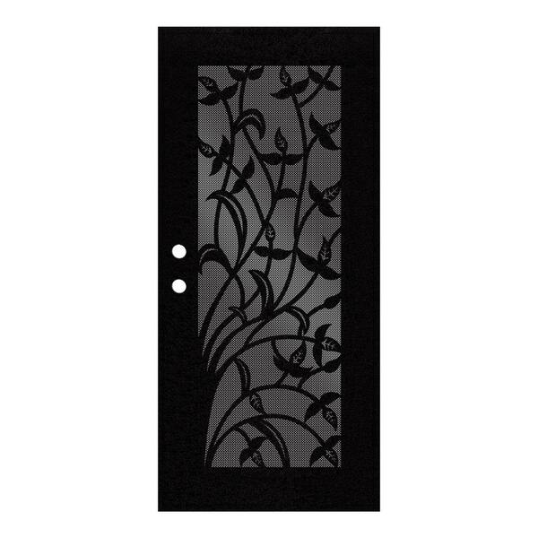 Unique Home Designs 36 in. x 80 in. Yale Black Left-Hand Surface Mount Security Door with Black Perforated Metal Screen