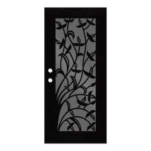 Yale 30 in. x 80 in. Left Hand/Outswing Black Aluminum Security Door with Black Perforated Metal Screen