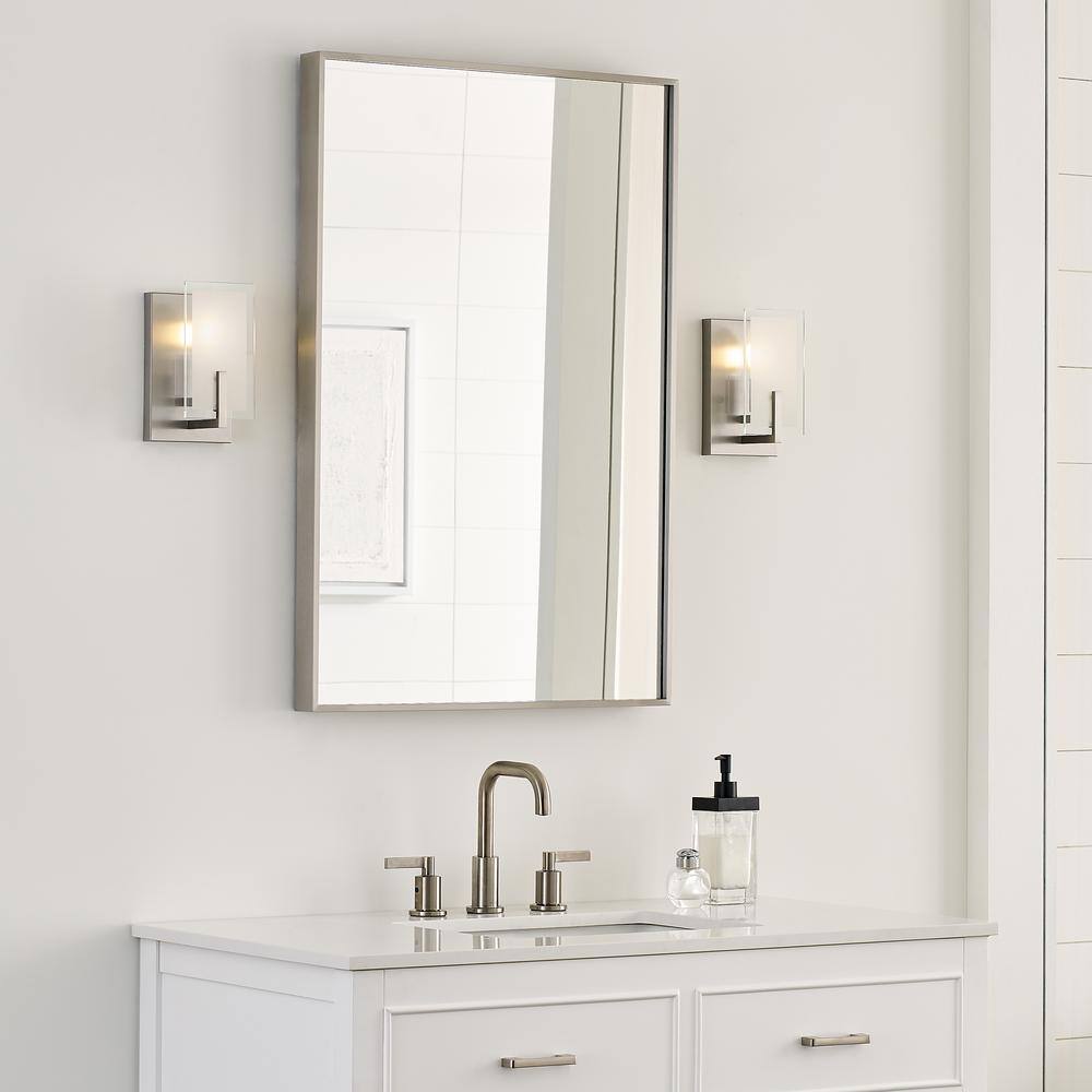 Syll 1-Light Brushed Nickel Wall Sconce with Satin Etched Glass
