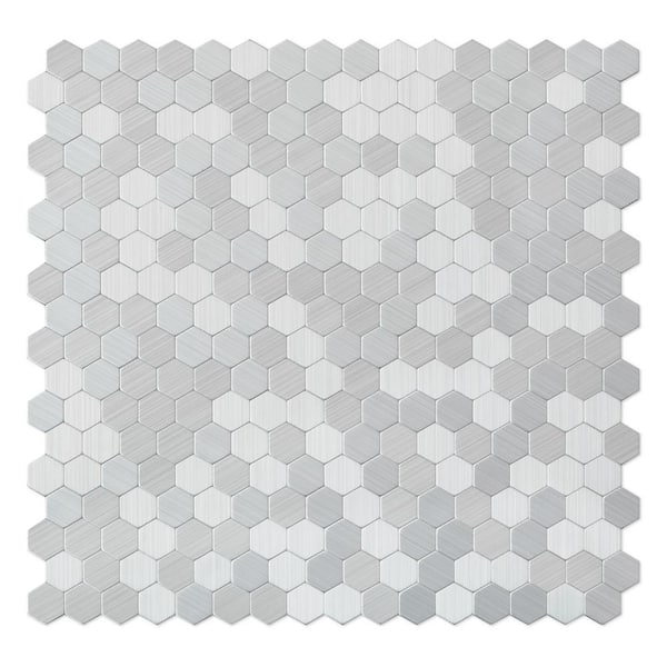 SpeedTiles Hexagonia S2 Stainless Steel 11.46 in. x 11.89 in. x 5mm Metal Peel & Stick Wall Mosaic Tile (5.68 sq. ft./case)
