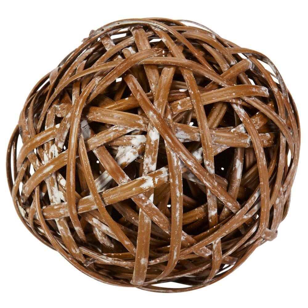 Brown Wicker Decorative Balls Set for Tabletop Display