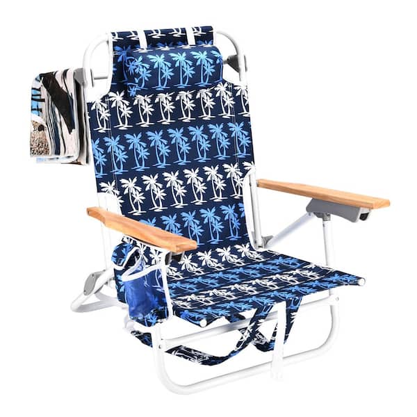 Tunearary Outdoor Aluminum Beach Foldable Backpack Adult Beach Chair with Beach Towel and Pillow