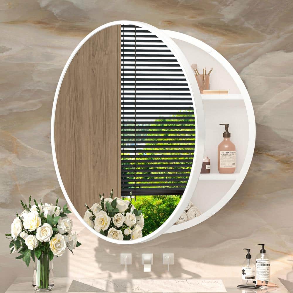 Reviews for KeonJinn 24 in. W. x 24 in. H Round White Metal Framed ...