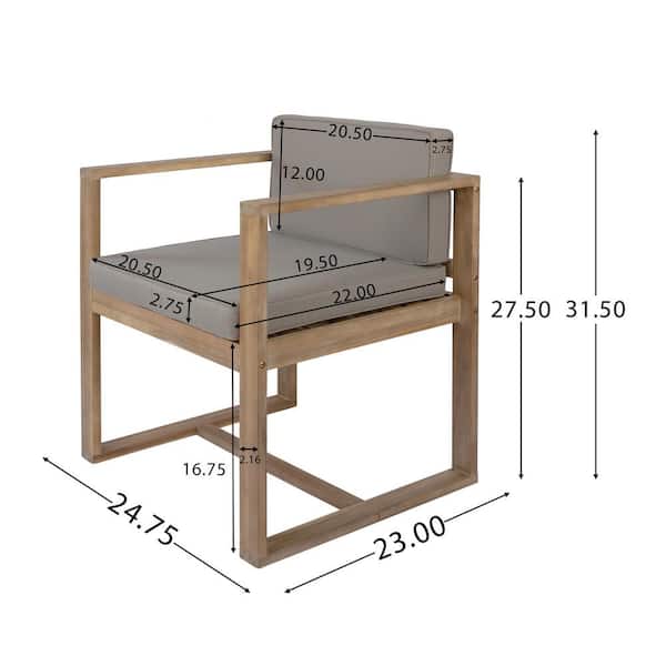 Light Brown Acacia Wood Outdoor Patio Dining Chairs Lounge