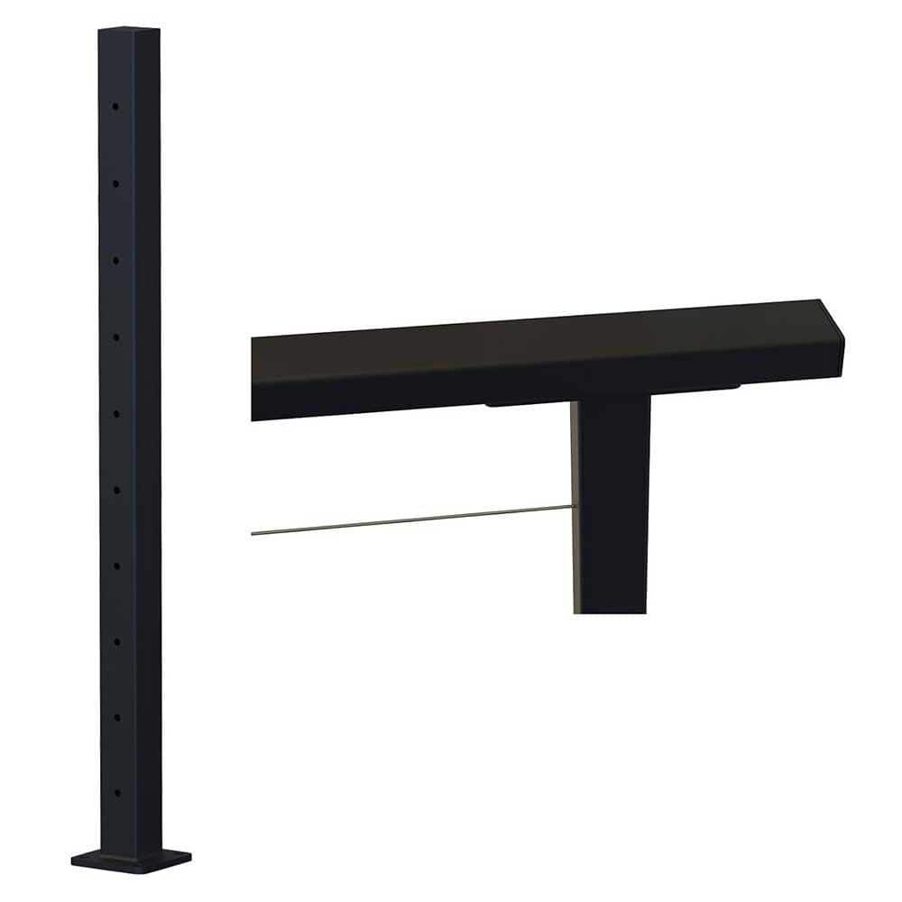 Afoxsos Heavy-Duty 36 in. x 2 in. Black Steel Railing Post w/ Level ...