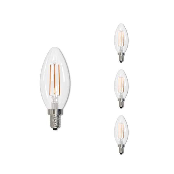 60 - Watt Equivalent Warm White Light B11 (E12) Candelabra Screw Base Dimmable Clear 2700K LED Light Bulb (4-Pack)