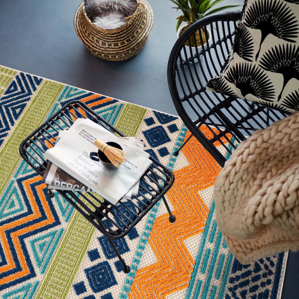 Marbella Multi-Color Boho Geometric Indoor/Outdoor Area Rug