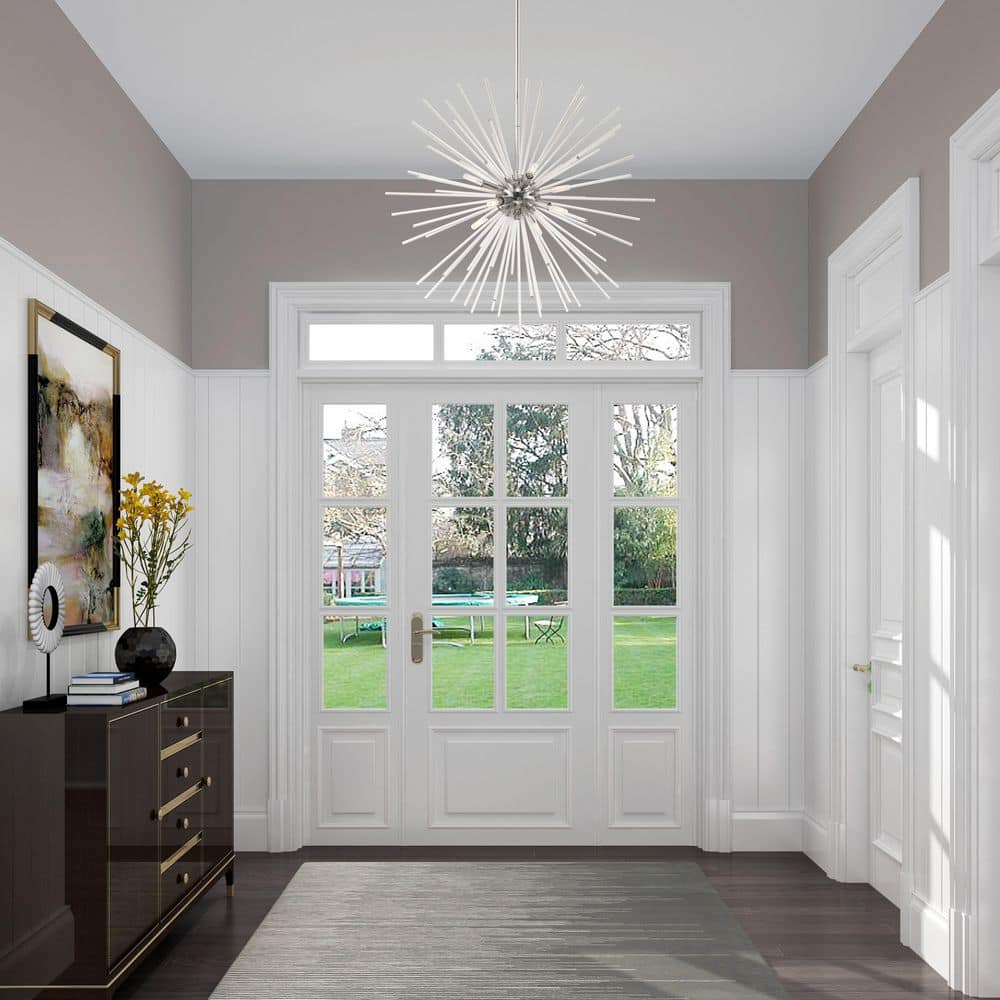 Utopia Elegance 8-Light Polished Chrome Pendant with Clear Crystal Rods