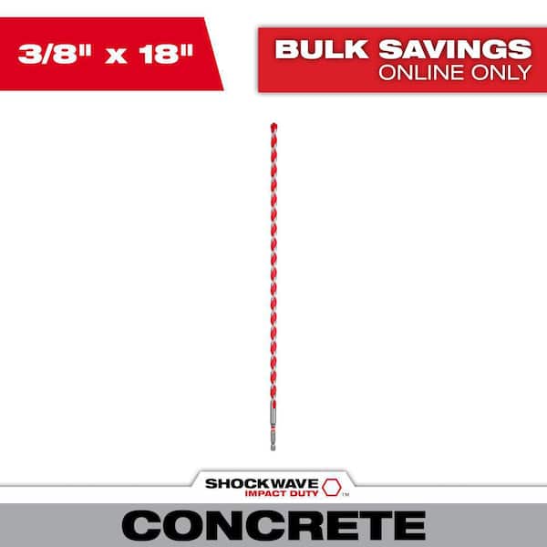 Milwaukee 3/8 in. x 16 in. x 18 in. Carbide Hammer Drill Bit for Concrete, Stone, Masonry Drilling