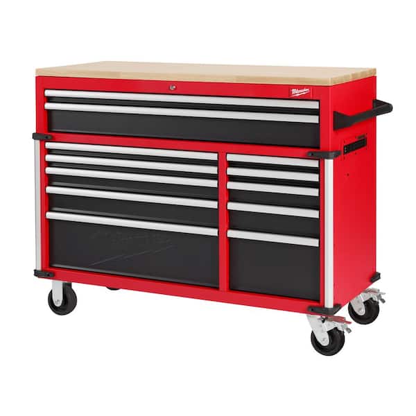 Milwaukee Tool Storage 52 in. W Heavy Duty Red Mobile Workbench Cabinet