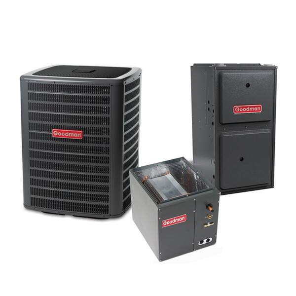 GOODMAN 1.5 Ton 15 SEER 18000 BTU 96% AFUE 80K BTU R410A Split System Central Air Conditioning and Multi-Position Gas System
