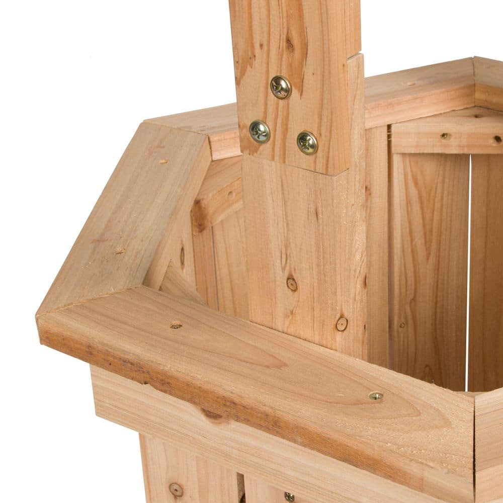 Natural Cedar Wood 55" Decorative Outdoor Wishing Well Planter