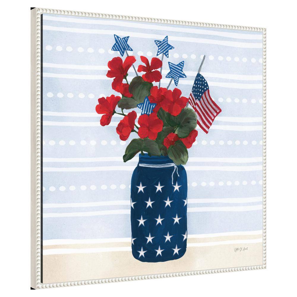 Patriotic Floral Canvas Print with White Frame, 30" x 30"