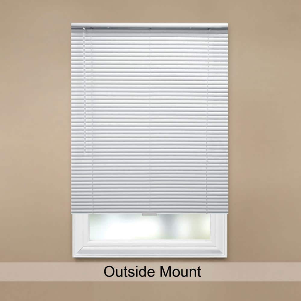 Size 39 in. W x 48 in White Cordless Aluminum Mini Blinds for Windows with 1 in. Slats - 39 in. W x 48 in. L(Actual Size 38.5 in. W x 48 in.L)