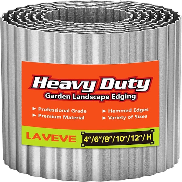 4 in x 10 ft Rust-Resistant Corrugated Metal Garden Edging - Flexible Landscape Border for Lawns,Flower Beds(Light Grey)