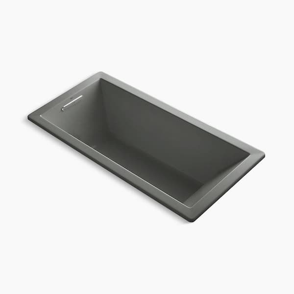 Underscore 66 in. x 32 in. Rectangular Soaking Bathtub with Reversible Drain in Thunder Grey