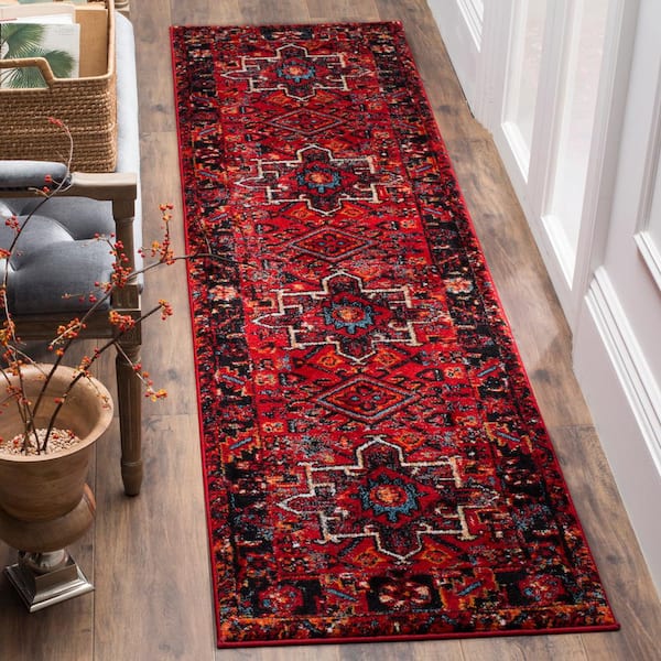 Vintage Hamadan Red/Multi 2 ft. x 20 ft. Floral Border Runner Rug