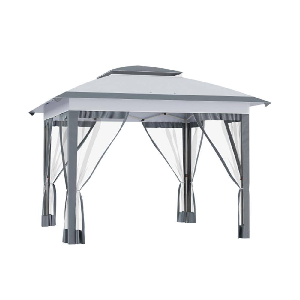 12 ft. x 12 ft. Outdoor Steel Event/Party Pop Up Instant Tent Canopy with Netting and Height Adjustable in Gray price history on PriceWatchPro