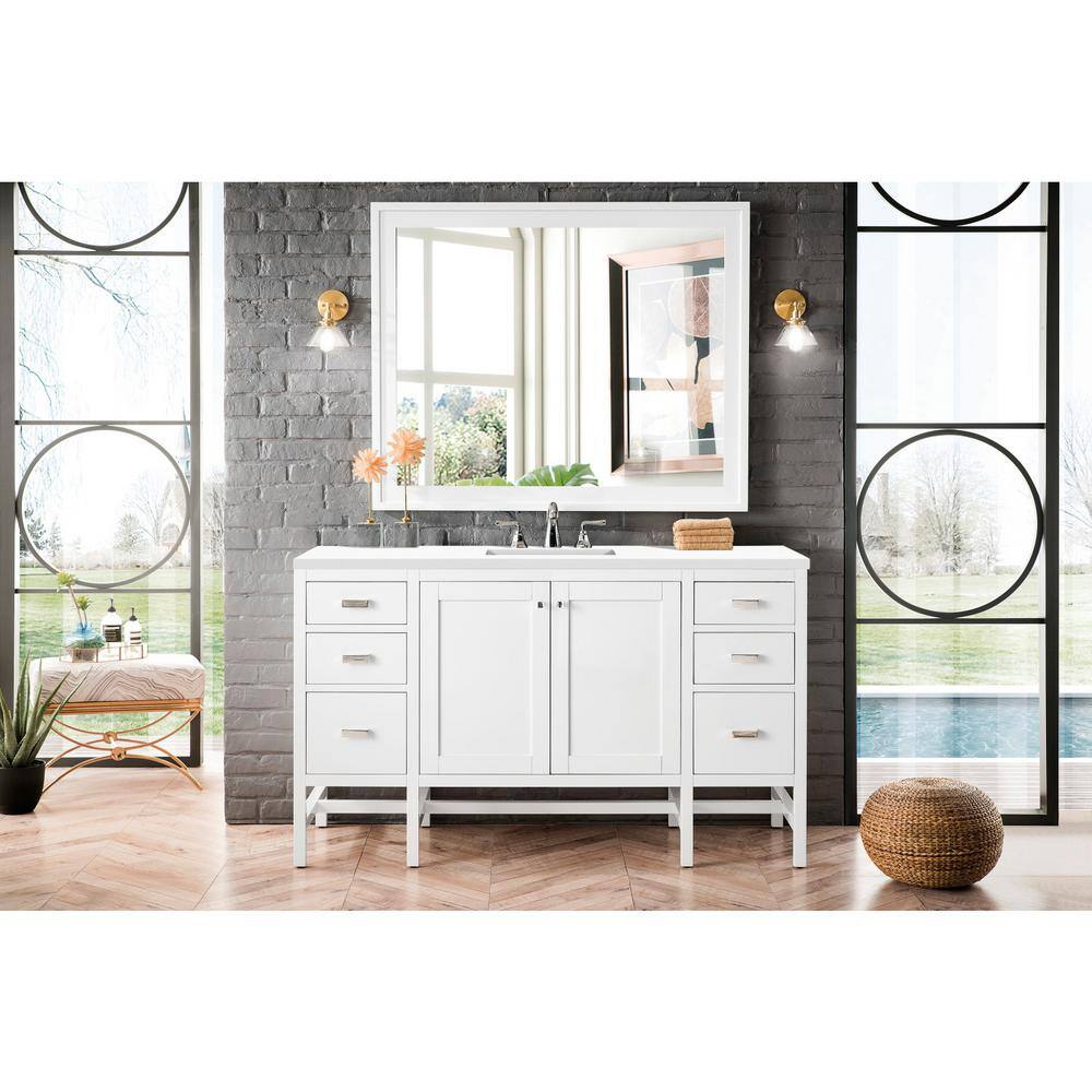 Addison 60.0 in. W x 23.5 in. D x 35.5 in. H Bathroom Vanity in Glossy White with White Zeus Quartz Top price history on PriceWatchPro