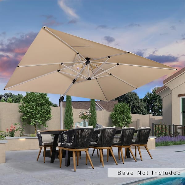 PURPLE LEAF 10 ft. x 13 ft. All-aluminum 360° Rotation Silvery Cantilever Outdoor Patio Umbrella in Beige with Beige Cover