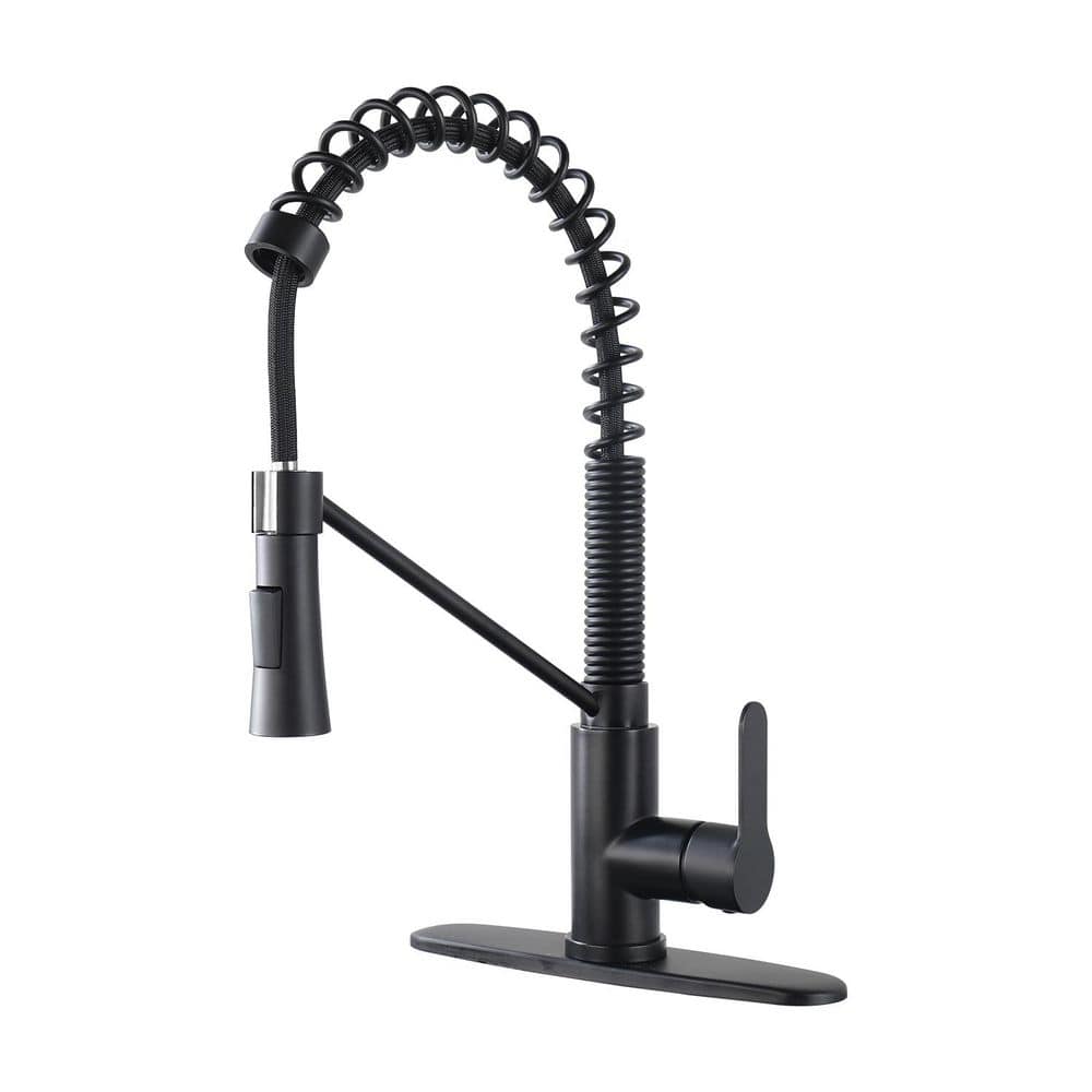 Bossa Single-Handle Single Hole Pull Down Sprayer Kitchen Faucet in Stainless Steel Matte Black price history on PriceWatchPro