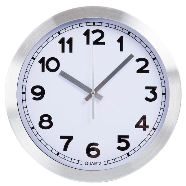 Everyday Home 12 in. Silver Brushed Aluminum Wall Clock
