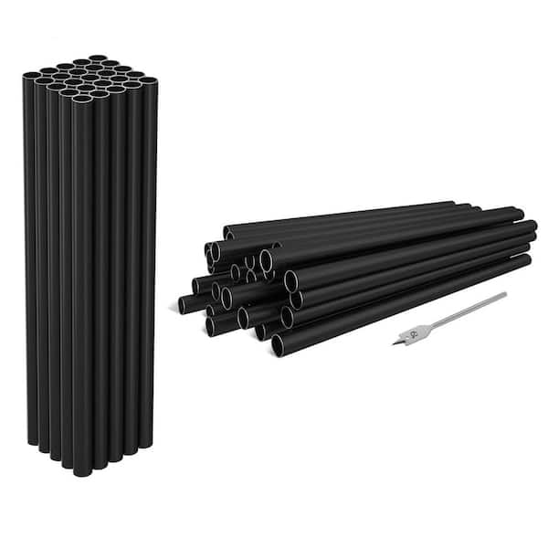 Afoxsos 36 in. H x .75 in. W Aluminum Matte Coated Black Deck Balusters Hollow Round for Deck Railings, 50-Pack
