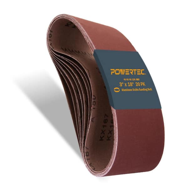 3 in. x 18 in. 40/60/80/120-Grits Aluminum Oxide Sanding Belts Assortment for Portable Belt Sander (20-Pack)