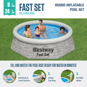 8 ft. x 2 ft. Round 24 in. Inflatable Pool with Filter Pump