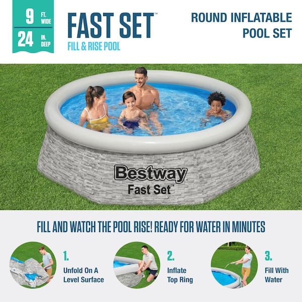 Fast Set 9 ft. Round 24 in. Deep Inflatable Pool Set