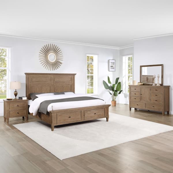 Riverdale 4 Piece Driftwood Brown Storage Queen Bedroom Set
